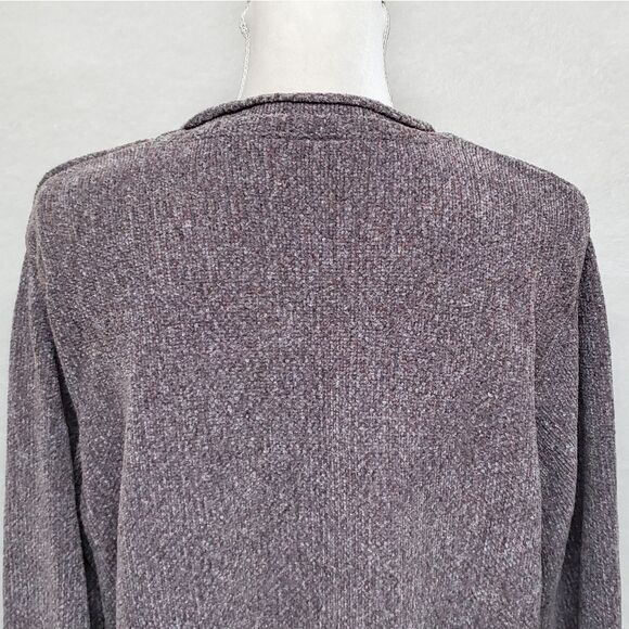 VINTAGE Y2K Classic Elements Purple Mixed Knit Chenille Rolled V-neck Sweater L - Picture 10 of 13
